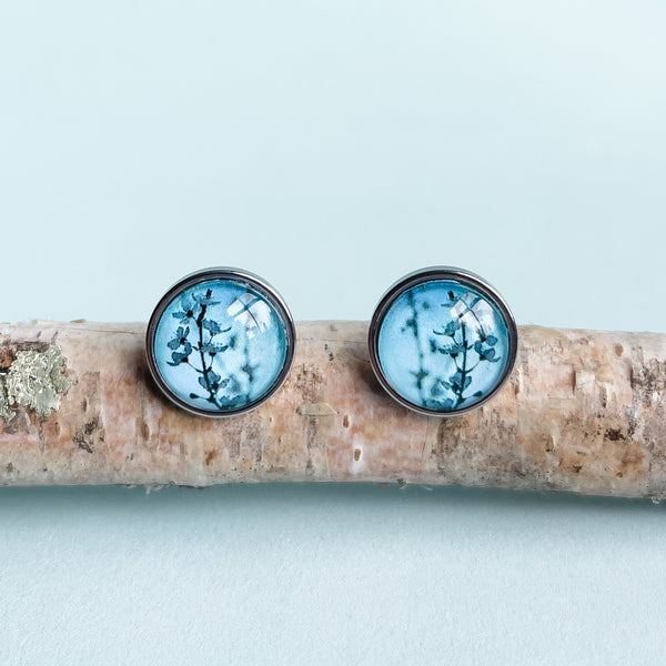 Blue Blossom Handmade Stud Earrings - Tasmanian Flower Jewellery - Myrtle & Me