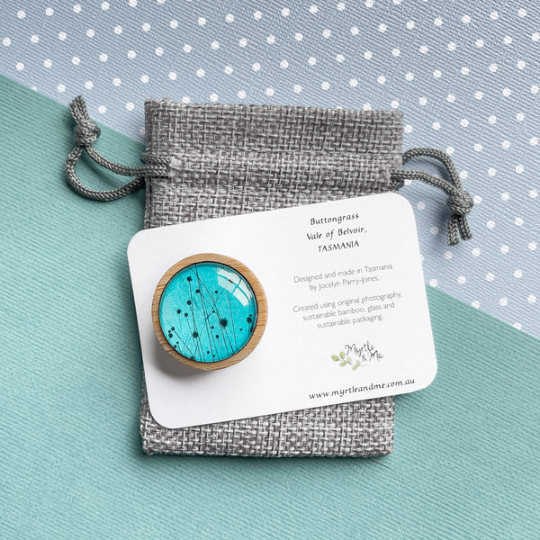 Blue Buttongrass Brooch - Tasmanian Handmade Jewellery