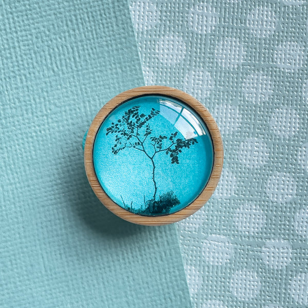 Blue Myrtle Tree Brooch - Handmade In Tasmania By Myrtle & Me Jewellery