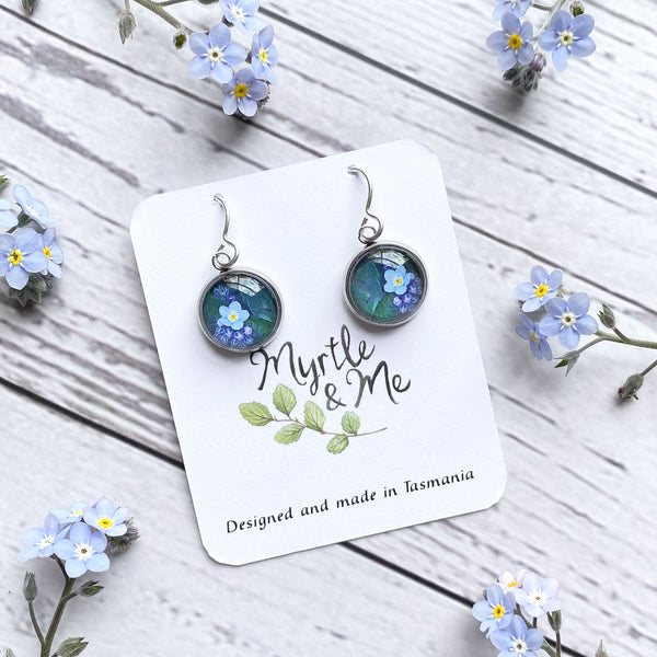 Forget Me Not Drop Earrings - Australian Jewellery - Handmade In Tasmania