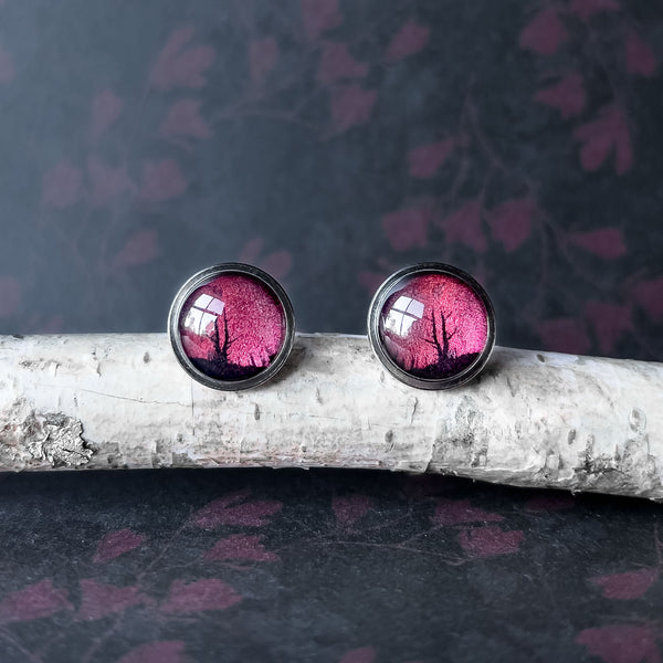 King Billy Pine Stud Earrings - Winter Edition - Handmade In Tasmania - Myrtle & Me