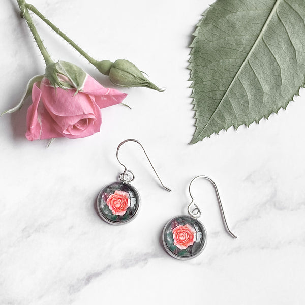 Chudleigh Tasmania Rose Dangle Earrings - Australian Handmade Jewellery