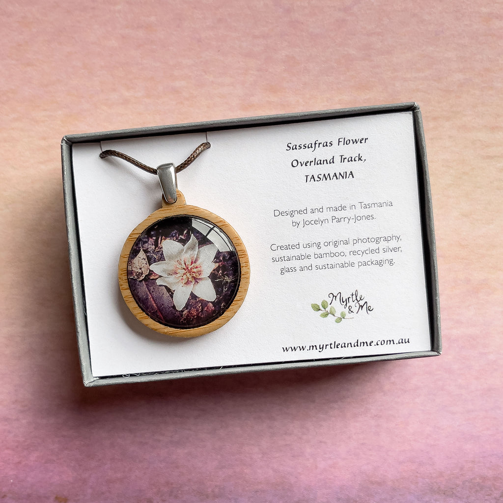 Sassafras Flower Pendant - Tasmanian Nature Jewellery - Overland Track - Myrtle & Me