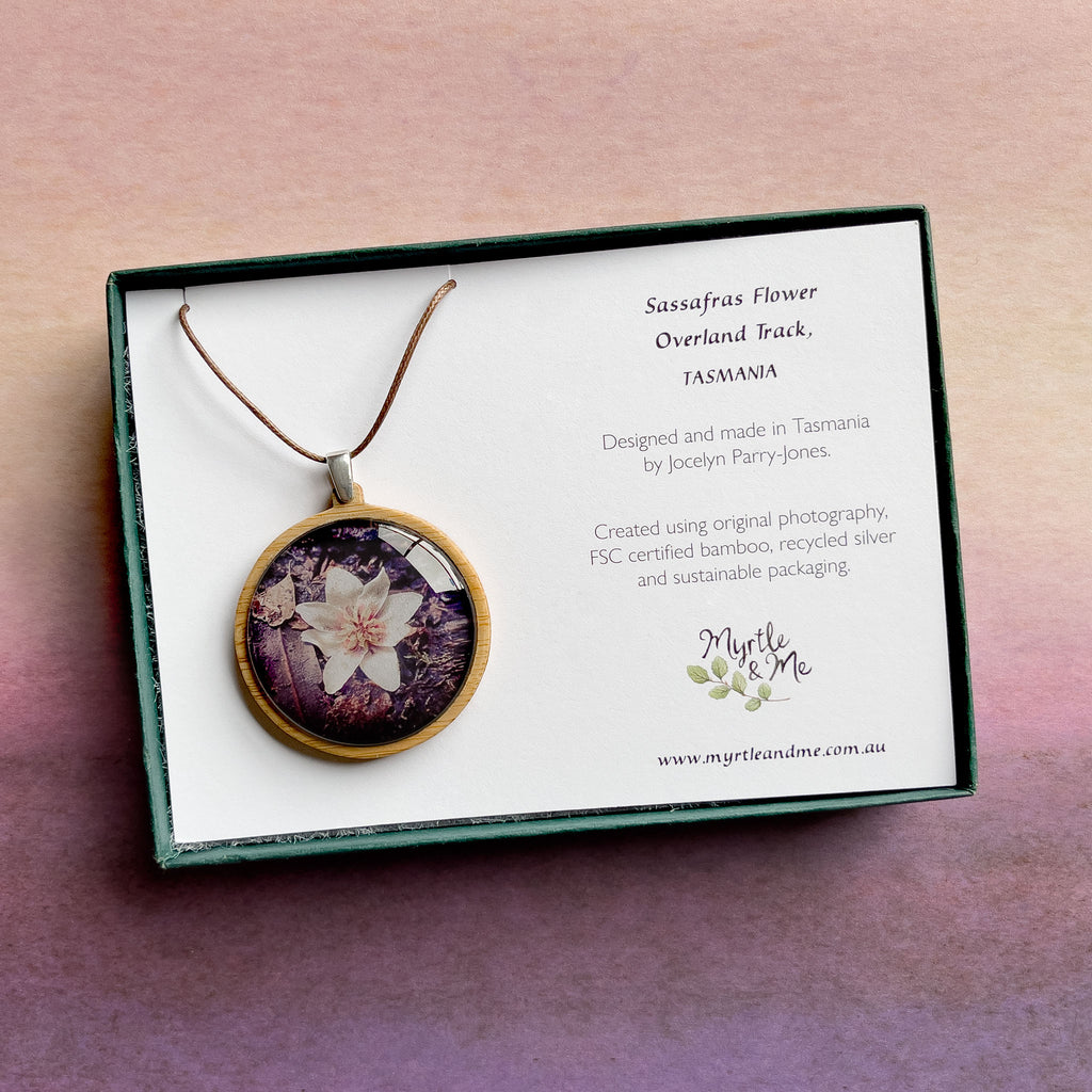 Sassafras Tree Flower Handmade Nature Necklace - Australian Wilderness Photography