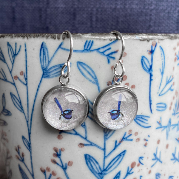 Blue Wren Handmade Dangle Earrings - Tasmanian Jewellery - Myrtle & Me