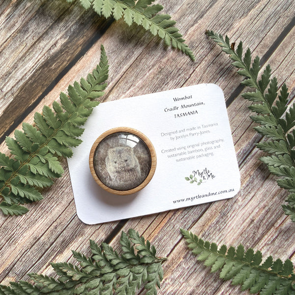 Wombat Handmade Brooch - Cradle Mountain Tasmania - Myrtle & Me