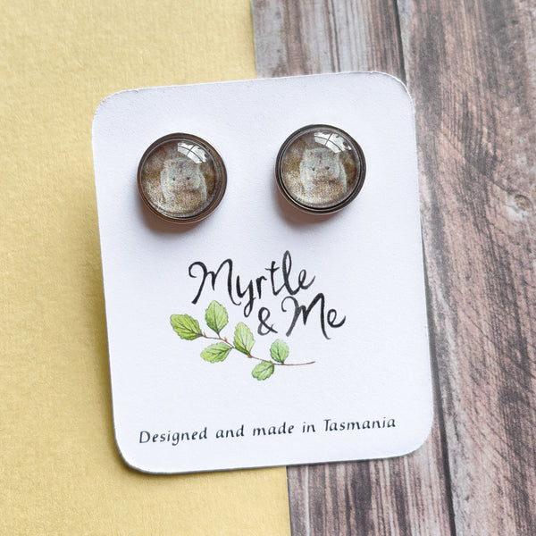 Wombat Handmade Stainless Steel Stud Earrings - Cradle Mountain Tasmania - Myrtle & Me