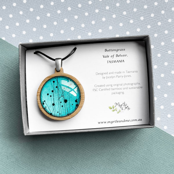 Blue Buttongrass Tasmanian Handmade Pendant - Boxed