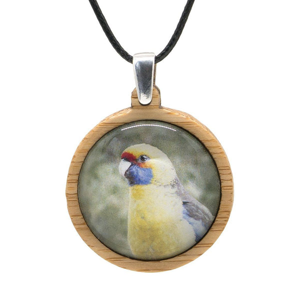 Tasmanian Green Rosella Handmade Wooden Necklace - Myrtle & Me