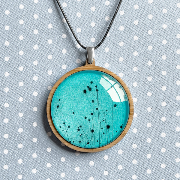 Buttongrass - Large Pendant - Metallic Blue - Tasmanian Handmade Jewellery