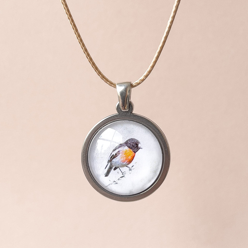 Scarlet Robin Tasmanian Bird Necklace - Handmade in Australia - Myrtle & Me